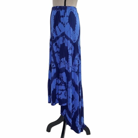 Wdny Blue Printed Asymmetrical Maxi Skirt Small - Picture 4 of 8
